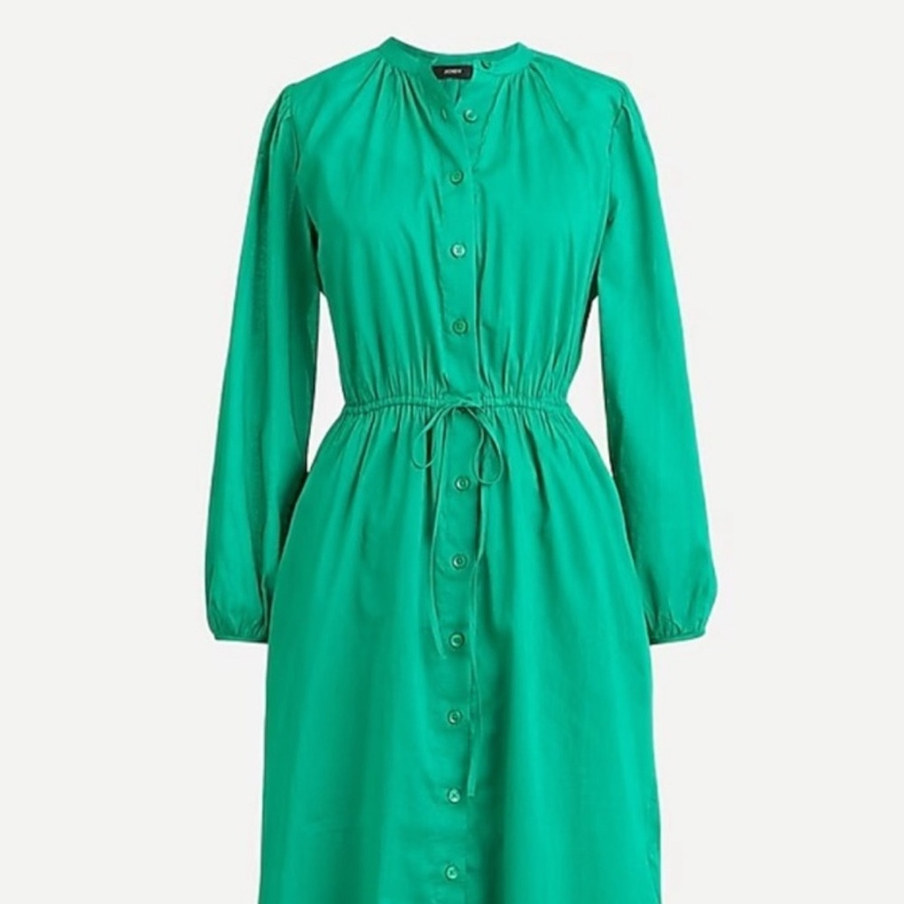 J. Crew Vibrant Green Long Sleeve Dress